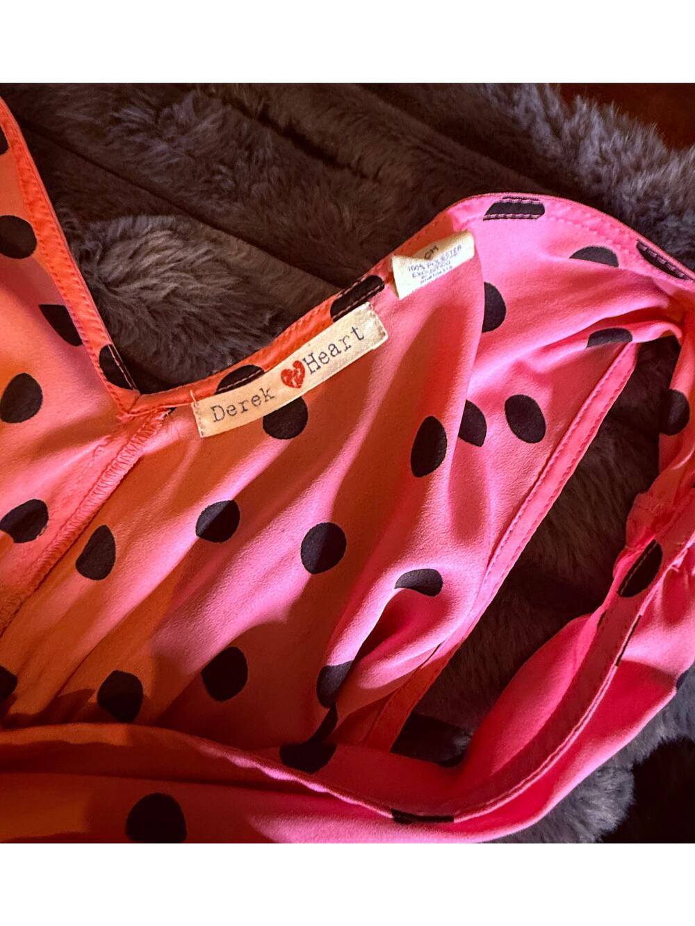 Pink dress with black polka dots